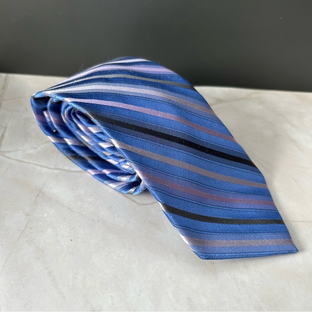 Claiborne Blue and Purple Striped 60” Tie